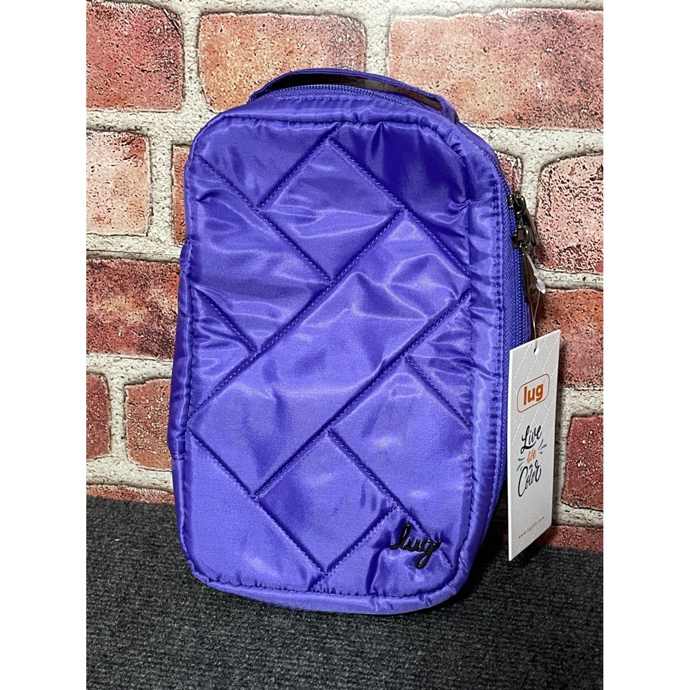 Lug Hover Cosmetic Toiletry Bag Violet Quilted Travel Pouch Organizer NEW